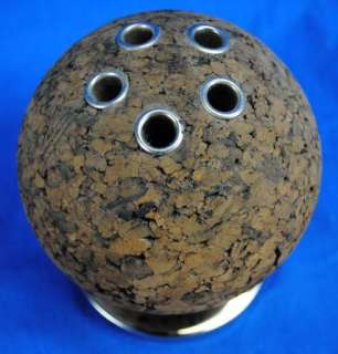 Vtg Spaceage Mod Cork Ball Sphere Desk Pen Note Holder  