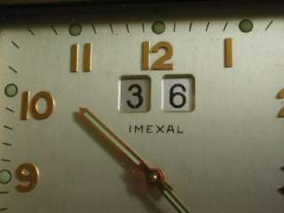 Old Vintage Brass Imexal Calendar Day Desk Clock Pres Lane  