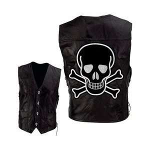   Design Genuine Buffalo Leather Motorcycle Vest With Patch Extra Large