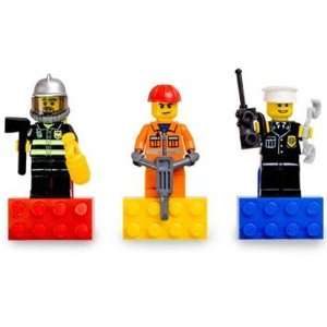  LEGO City Hero Magnet Fireman, Contruction Worker, Police 