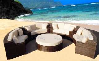 ROUND OUTDOOR WICKER SECTIONAL SOFA PATIO FURNITURE CRM  
