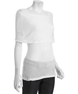 Rebecca Beeson ivory cotton blend convertible cowl neck top