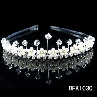 Wedding Bridal Pearl crystal tiara crown headband 1030  