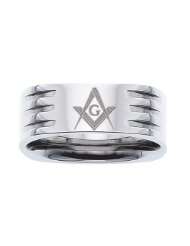   8mm Stainless Steel Masonic Freemason Mason Blue Lodge Ring (Size 11