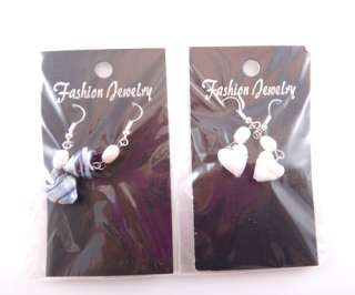   Freshwater Cultured Pearl Heart Glass Dangle Earrings Jewelry  