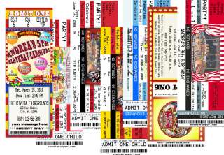 CIRCUS CARNIVAL BIRTHDAY PARTY TICKET INVITATIONS VIP PASSES AND 
