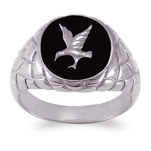   Mens Sterling Silver Genuine Black Onyx Eagle Ring, Size 9 Jewelry