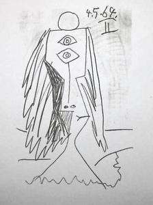 Abstract Picasso RARE Limited Edition Dated Drawing ART  