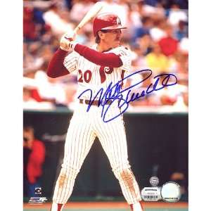 MLB Mike Schmidt Phillies White Jersey Batting Vertical Autographed 8 