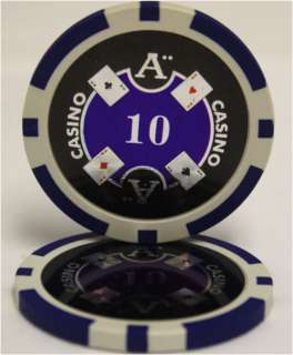 100pc 14g Ace Casino Laser Casino Table Poker Chips $10  