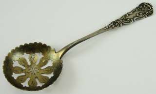   Sterling Silver Pierced Bowl Bon Bon Spoon Gold Wash 5 1/8  