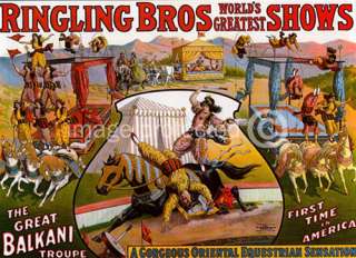 Ringling Bros Balkani Troupe Vintage Circus Poster  