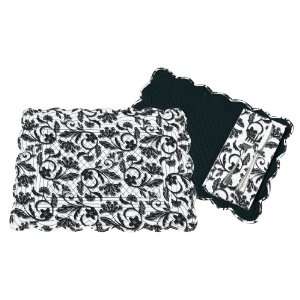   Fabric Napkins and Reversible Quilted Placemats, Black Cameo, Set of 4