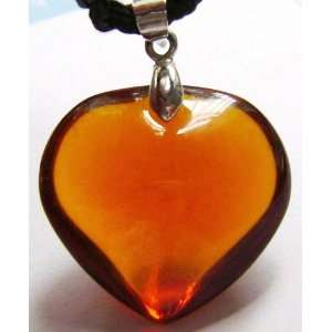    Orange Crystal Quartz Heart Pendant Necklace 