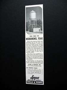 Layne Wells & Pumps Nacogdoches Texas TX 1951 print Ad  