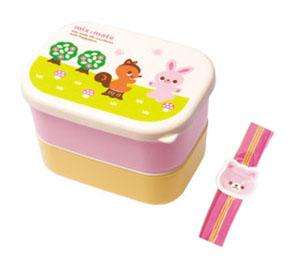 Kawaii 2 Tire Bento Lunch Box Rabbit Pink  