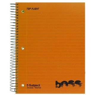 Top Flight Boss Poly Cover 5 Subject Wirebound Notebook, 180 Sheets, 3 