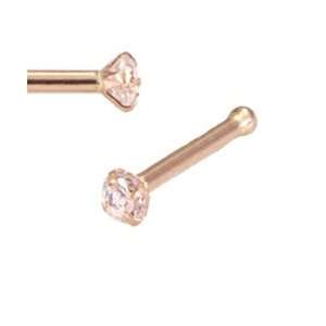   Rose Gold Nose Bone Ring 2mm CZ 20G FREE Nose Ring Backing Jewelry