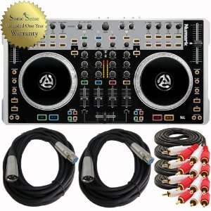  Numark N4 4 Deck DJ Controller With Mixer Cable Bundle 