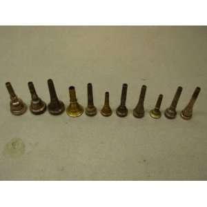  Collection of 11 Brass Horn Mouthpieces 