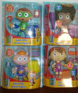 SUPER WHY ACTION FIGURE DOLL LOT SET OF 4 TOYS PIG RED  