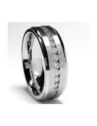   Polish / Matte Finish Eternity Stainless Steel ring with CZ size 8