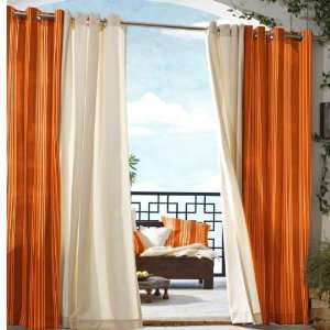  Orange Gazebo Stripe Grommet Top Indoor Outdoor Curtain Panel 