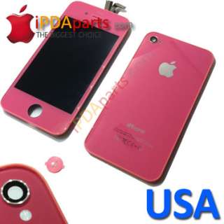 PINK iPhone 4 LCD glass, Back and Home Button Kit_USA  