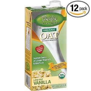 Pacific Natural Foods Organic Oat Beverage, Vanilla, 32 Ounce Boxes 