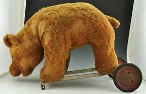 Antique Steiff Stuffed Brown Bear Ride On Toy  