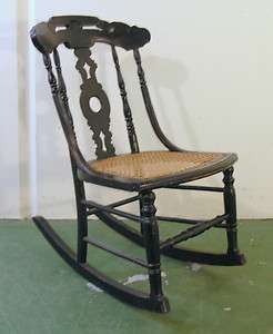 Child Victorian Cane Seat Rocking Chair Ebonized c.1870  