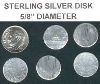 sterling silver 26 gauge sheet disk 5/8 16mm round  