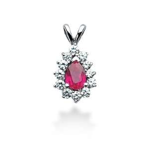  1.35 Ct Diamond Ruby Pendant Pear Cut Prong Fashion 14k 
