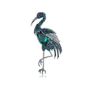 Emerald Green Capri Blue Crystal Rhinestone Flamingo Zoo Animal Bird 