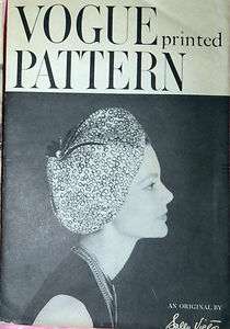   rare VINTAGE PIE SHAPED BERET Hat 22 Head 1958 SEWING PATTERN  