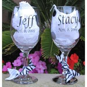  Personalized Wine Glasses for the Bride and Groom   Sold 