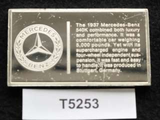 1937 MERCEDES BENZ 540K AUTO STERLING SILVER INGOT  