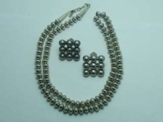  Laner & Mexican Sterling Silver Bead Ball Necklace Earrings 29  