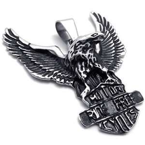 Mens Silver Hawk Eagle Stainless Steel Pendant Necklace US120326 