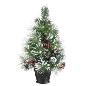   Pine Tree in Pot W/35 Lights Snow Green (Pack of 2)