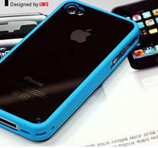   Extremely DURABLE Clear Phone Case for Apple iPhone 4 & 4S SKY BLUE