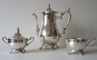 Wm. Rogers Silver Plate Tea/Coffee Pot Sugar Creamer  