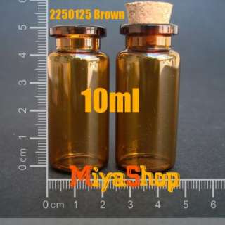 10 1000p Brown Glass Bottle Vial Cork 10ml Wishing Oil High 