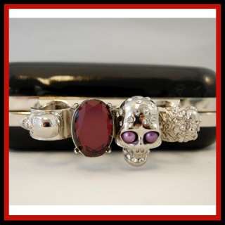   Brass Knuckle Ring Purple Jewelled Jeweled Clutch Purse Handbag  