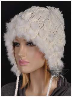   Rabbit Fur Rock Style Ladys Beanie Hat Cap Soft Polite New  