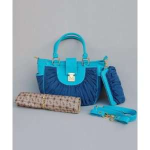  Denim Diaper Bag W/ Turquoise Leather Baby