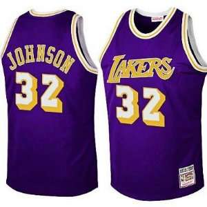   Lakers #32 Magic Johnson Purple Throwback Jersey