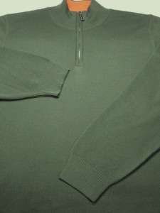 TAILORBYRD ITALY Olive Mockneck Zipper Long Sleeve Wool Polo Sweater 