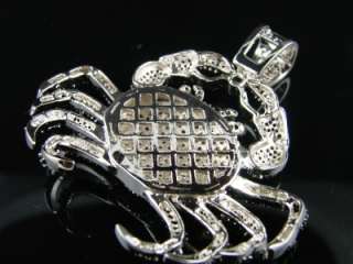 FULLY ICED OUT BLACK AND WHITE CZ CRAB PENDANT CROSS  