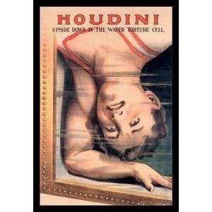  Vintage Art Houdini Upside Down in the Water Torture Cell 